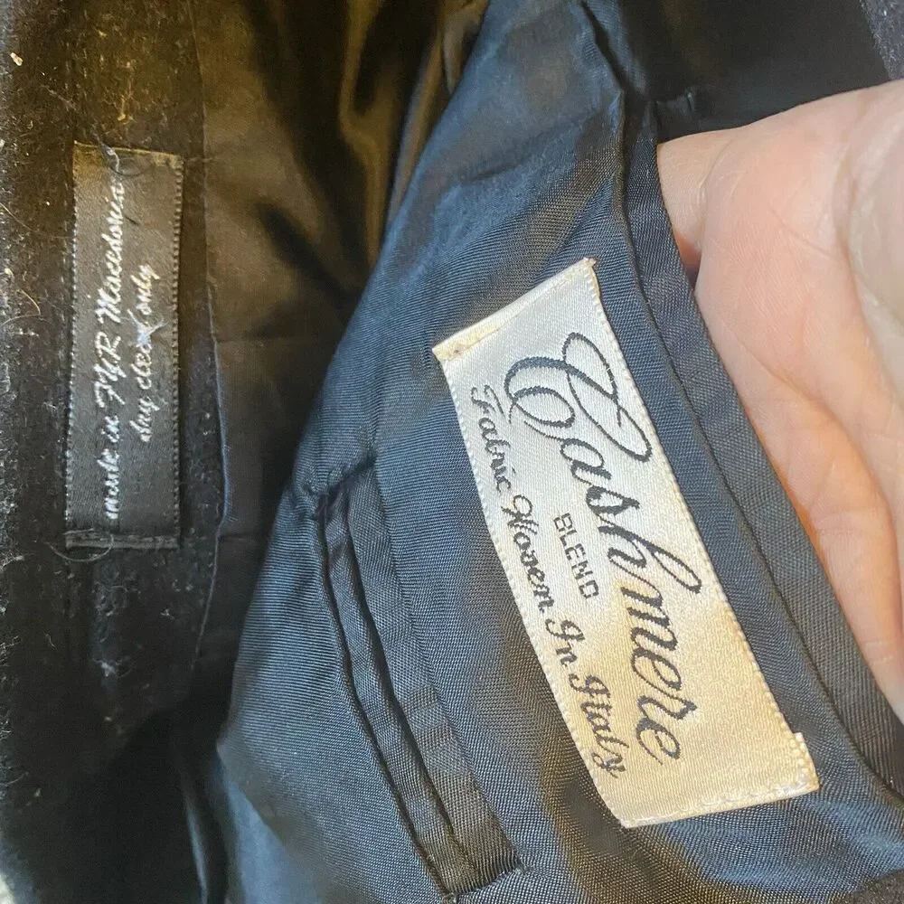 Gianfranco Ruffini Italy Mens 46R Blazer Black Cashmere Blend Suit Jacket Career